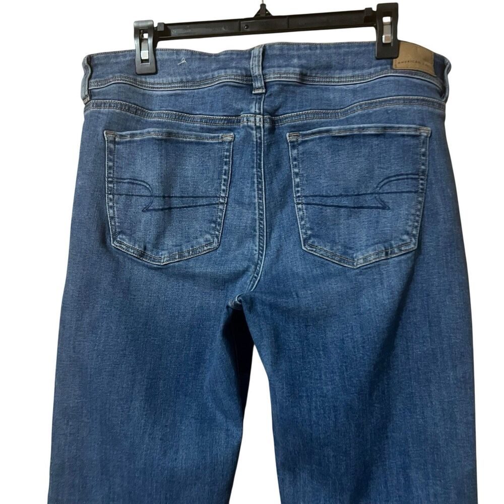 American Eagle Kick Boot Jeans Womens Size 14 Long Distressed Next Level Stretch - Picture 4 of 7